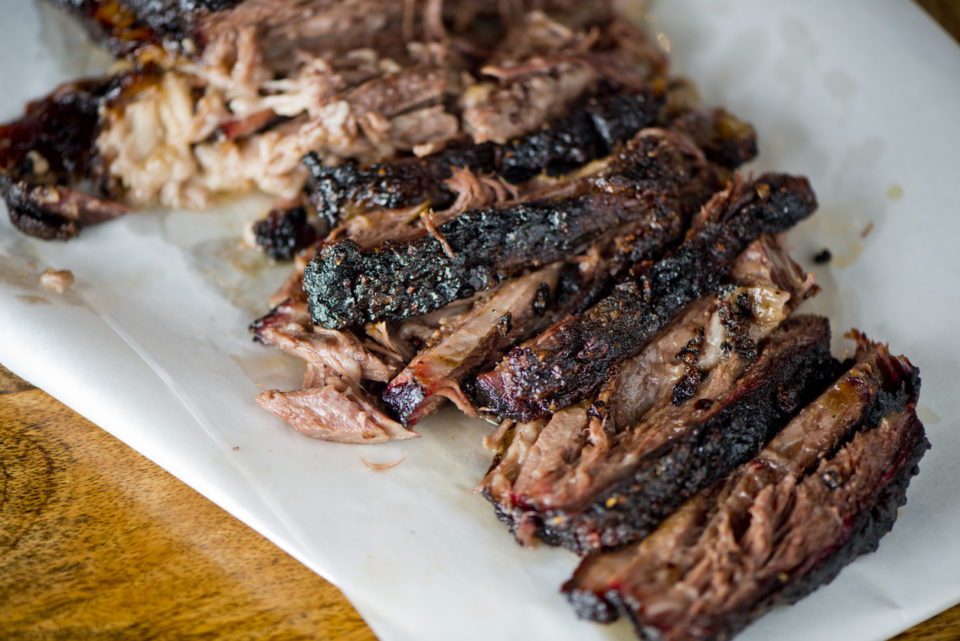 Beef Brisket barbecue chopped on a cutting board