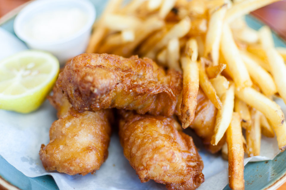 Fish and chips/fries on a plate