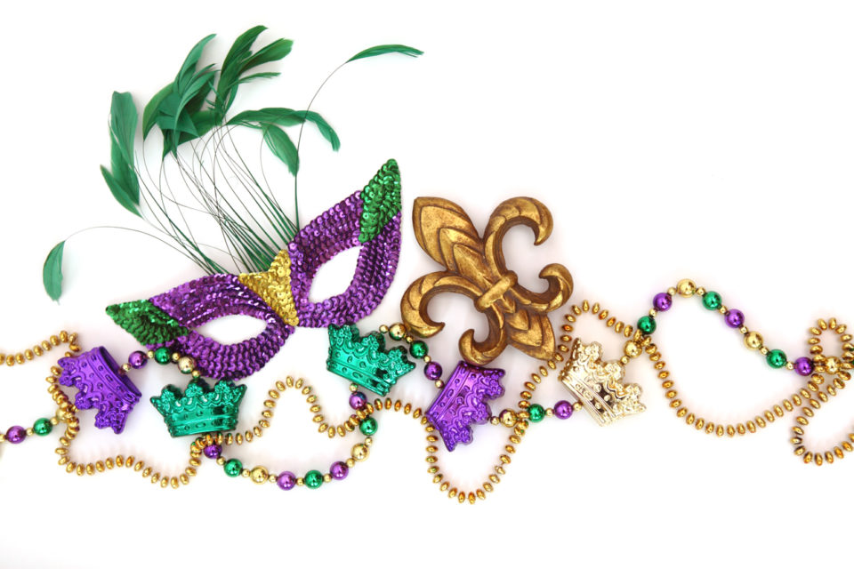 Mardi Gras Mask and beads